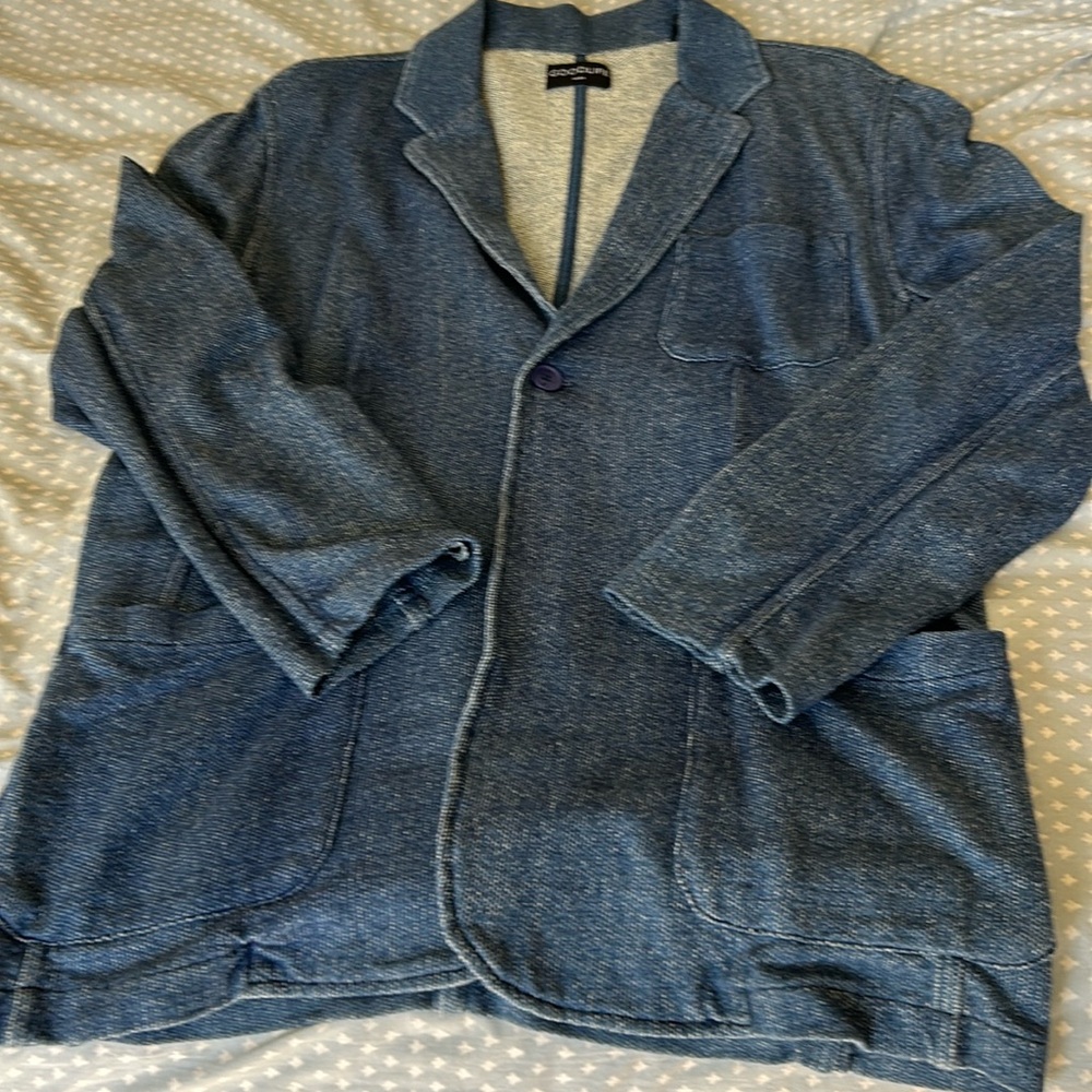 Goodlife Men's Denim-Style Blue Blazer Jacket